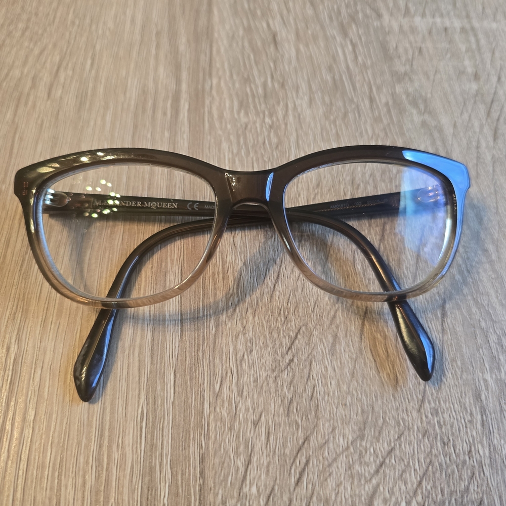 Alexander McQueen Brown Ombre Cat-Eye Glasses W SKULLS! Retired
